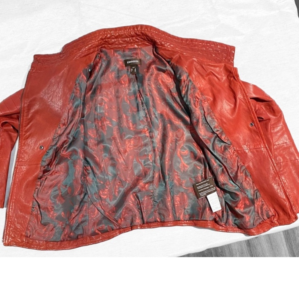Danier Red Genuine Lambskin Leather Moto Jacket - Like New - Picture 4 of 8